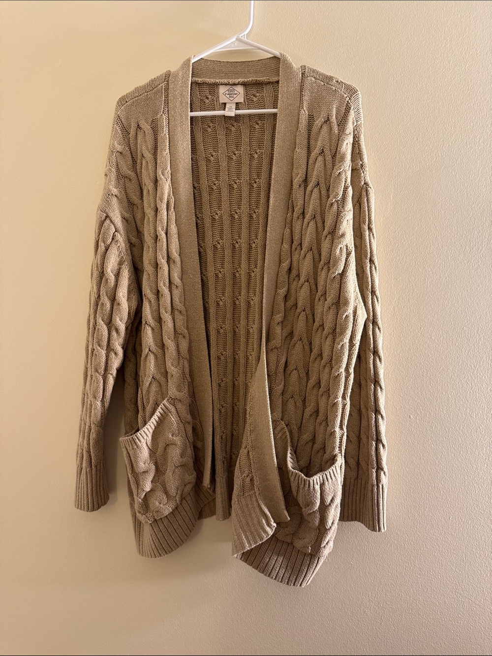 ST. JOHN’S BAY Tan Cable Knit Cardigan